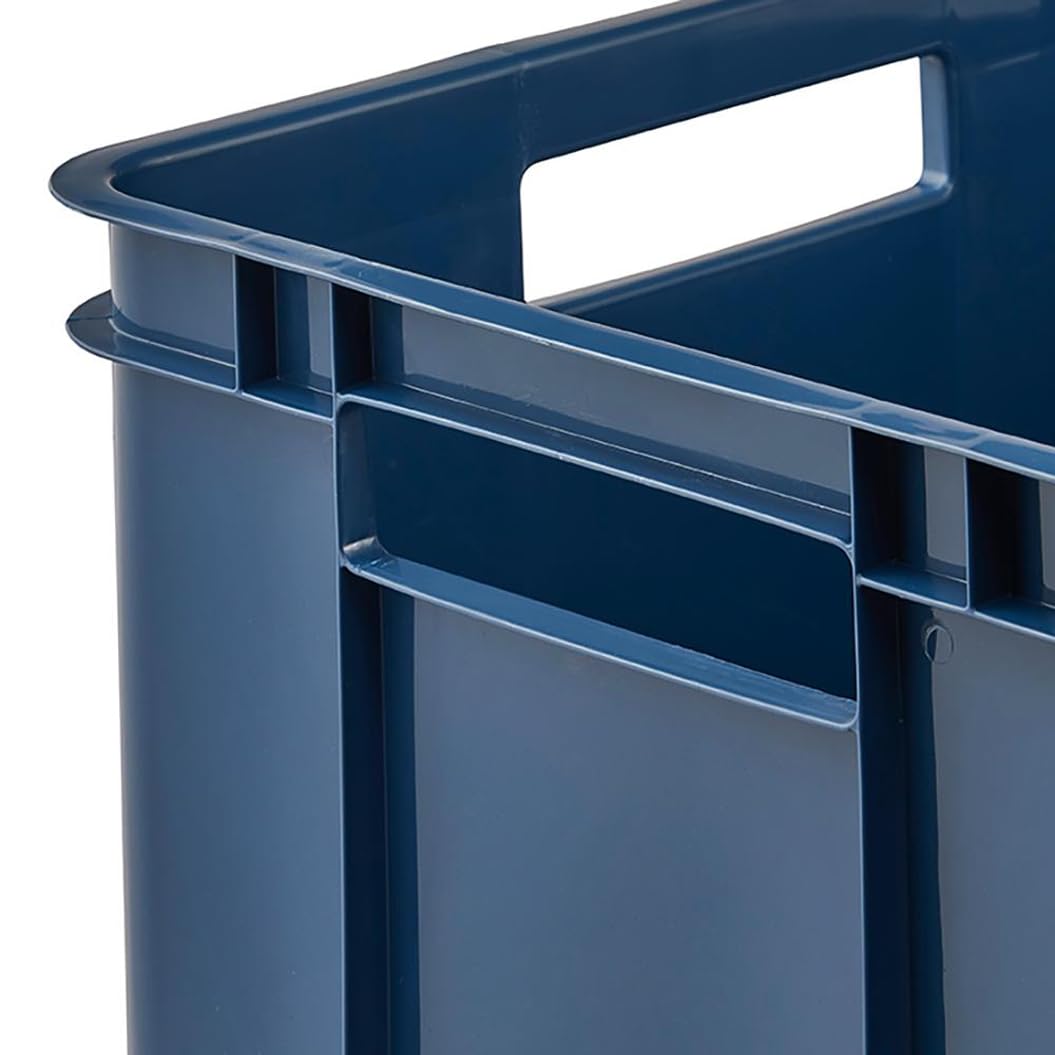 keeeper Contenedor de almacenamiento con asas, Euro-Box XL, Plástico Procyclen, 28 l, Bruno Eco Line, Eco-azul