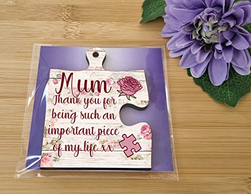 Mum Gift Thank You Important Piece of my Life Jigsaw Puzzle Shaped Decorative Hanging Plaque Sign Mother's Day Present - Image 3