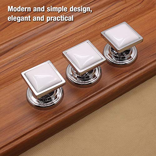 Mutuer Square Cabinet Handle,10pcs Zinc Alloy Cabinet Drawer Wardrobe Door Square Handle Knobs Furniture Pulls (Bright Chrome-White) - Image 3