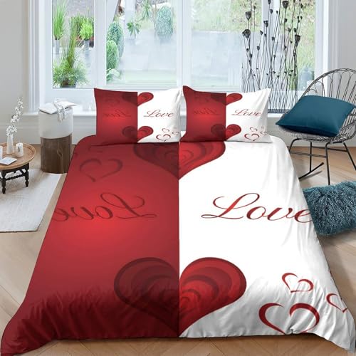GPLZQXKJNH Juego de funda de edredón de microfibra 3D con diseño de carta de amor y 2 fundas de almohada para dormitorio, habitación juvenil (135 x 200 cm)