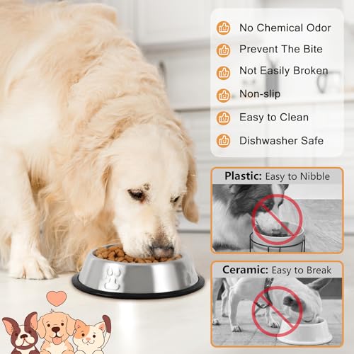Katzennapf 3 Stück, Futternapf Katze Katzennäpfe Edelstahl rutschfest Katzen Napf Set, Haustier Fressnapf Futterschüssel Wasser Fütterung Schüssel für Katze Kleine Hunde Tiere (M-350ml)
