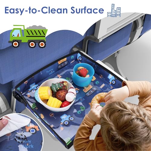 Image of Kids Tray Table Cover, Airplane Tray Cover with Pockets | Airplane Travel Essentials for Kids, Portable Airplane Must Haves for Toddler on Plane or Train and Flying Supplies