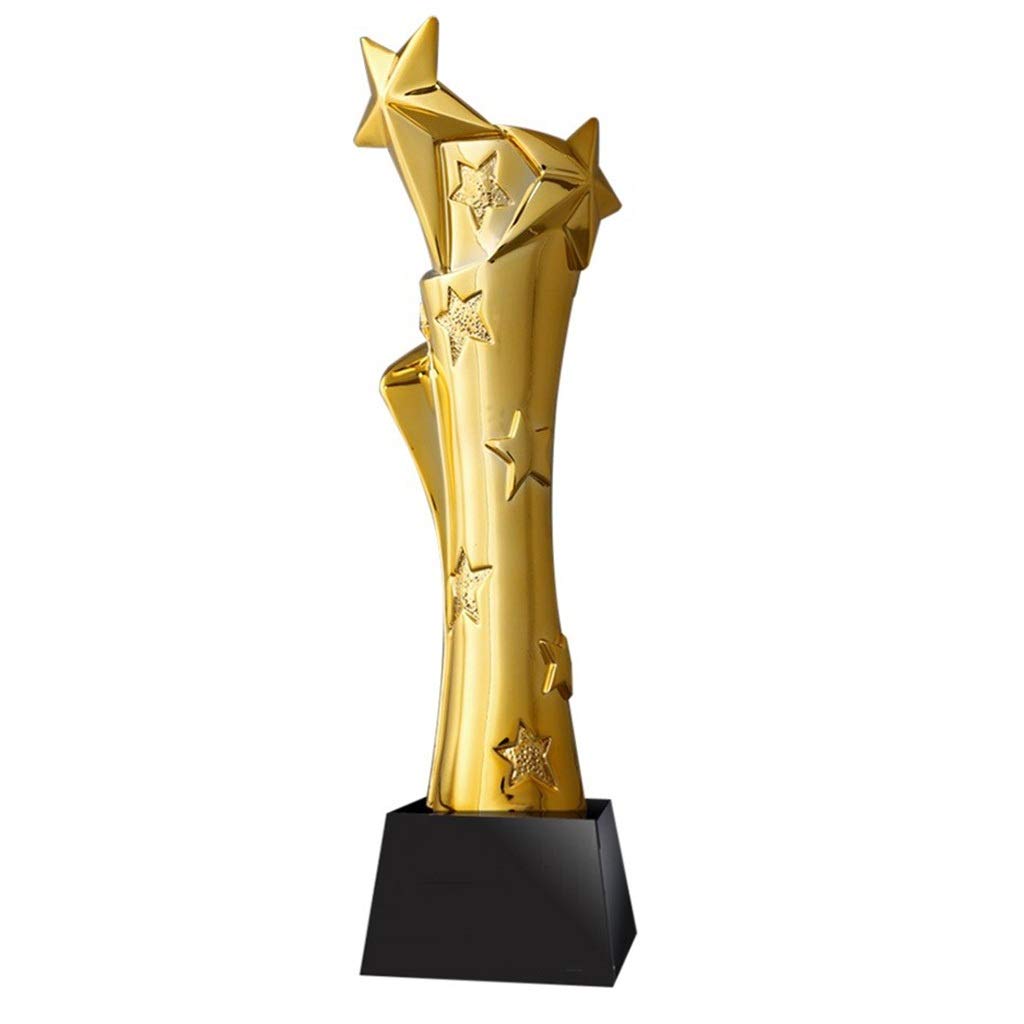 Trophy Custom Honor Five-star Trophy High-end Gold-plated Enterprise Outstanding Employee Trophy Lettering Trophy (Gold 8 * 8 * 30cm)