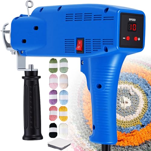 Rug Tufting Gun Carpet Tufting Gun Digtial Display Rug Tufting Kit Beginner 2 in 1 Cut&Loop Pile Rug Tufting Machine 1-10 Speed Adjustable Tufting Starter Kit 70W