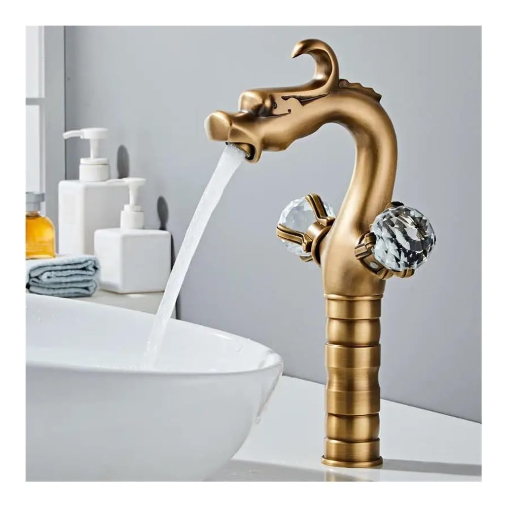 Blyqxs Brass Household Basin Washbasin Cold And Hot Crystal Double Handle Faucet Gly99(,High)