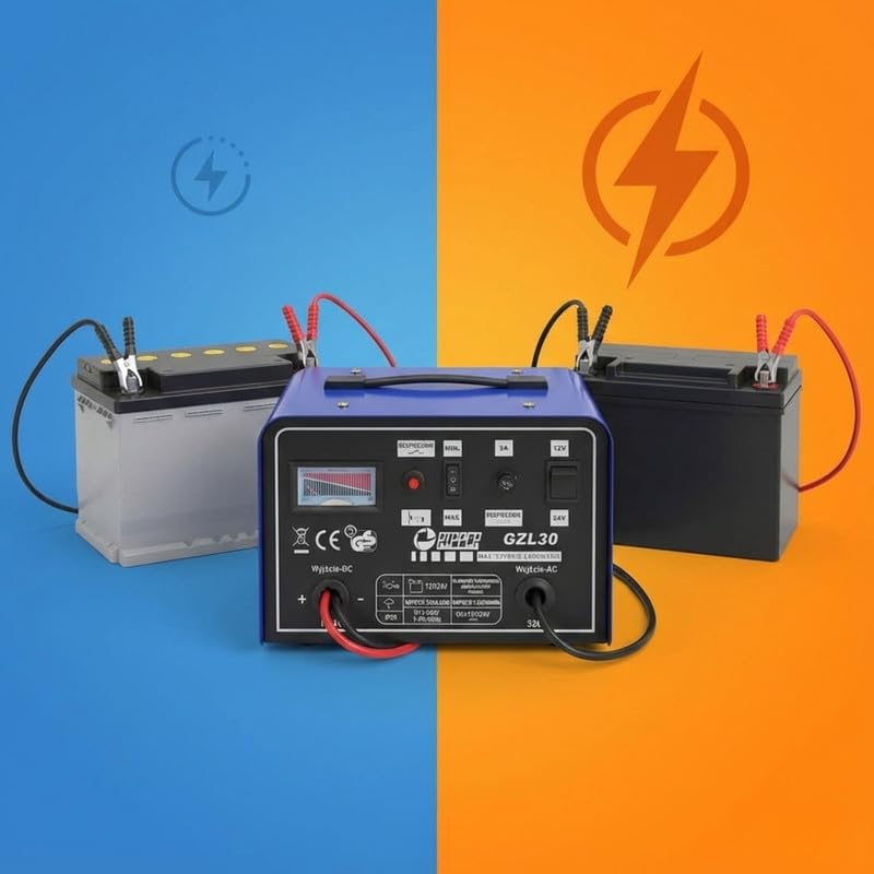 Image of IMJ-Global Portable Battery Charger for Car and Motorcycle Lead Acid Batteries (12V-24V | 30-180Ah) Professional Car Charger with Quick Charge Overheat Protection