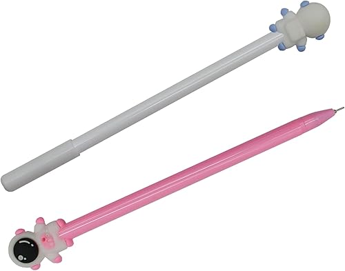 Miniatura 6 de Maydahui 12 bolígrafos de gel Spaceman de dibujos animados de astronautas para parejas, colección espacial conmemorativa, tinta negra para hombres,