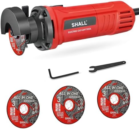 SHALL 3 Inch High-Speed Cut Off Tool, 3.5 Amp Metal Cutter Tool with 3Pcs Multifunctional Cutoff Wheels, 24000RPM Electricl Metal Cutting Tools for Steel, Inox, PVC, Aluminum
