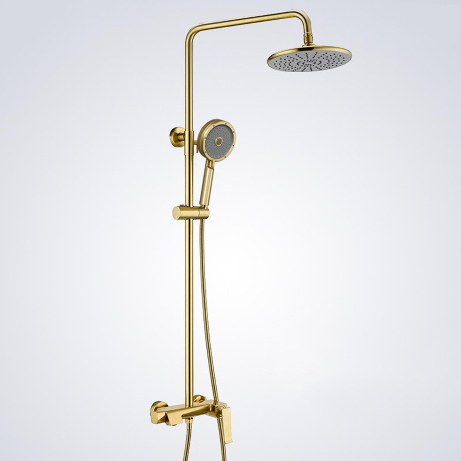 Kit Doccia a Muro con Soffione Rotondo Doccetta Rubinetto Vasca da Bagno