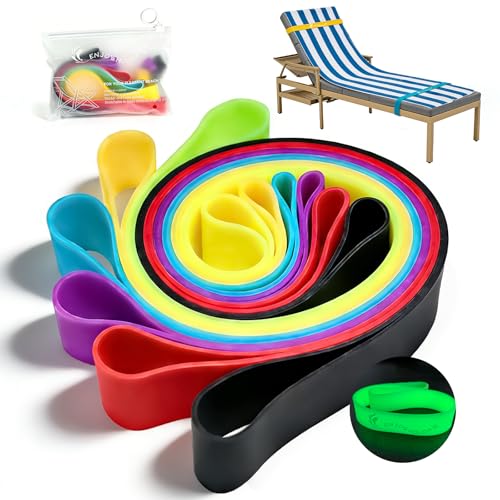 6-Pack Beach Towel Bands for Cruise Chairs 3 Glow in The Dark & 3 Solid Silicone Towel Clips Alternative Windproof Cruise Accessories Must Haves & Beach Vacation Essentials