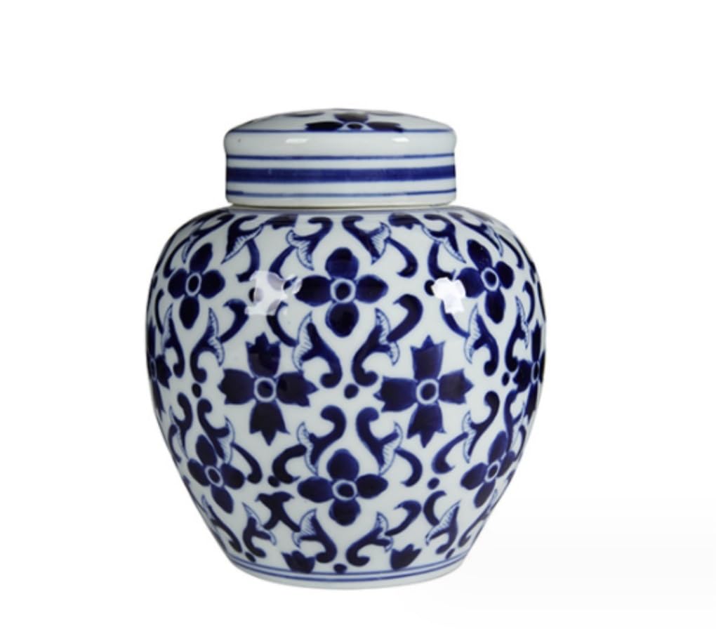 SBJKLYRN ceramic jar， Ancient Chinese Style Decorative Porcelain Ginger Jar with Lid Antique Home Décor Traditional Temple Jar