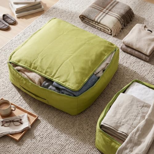 Bolsa de almacenamiento de tela verde y organizador de manta multiusos para el armario 3