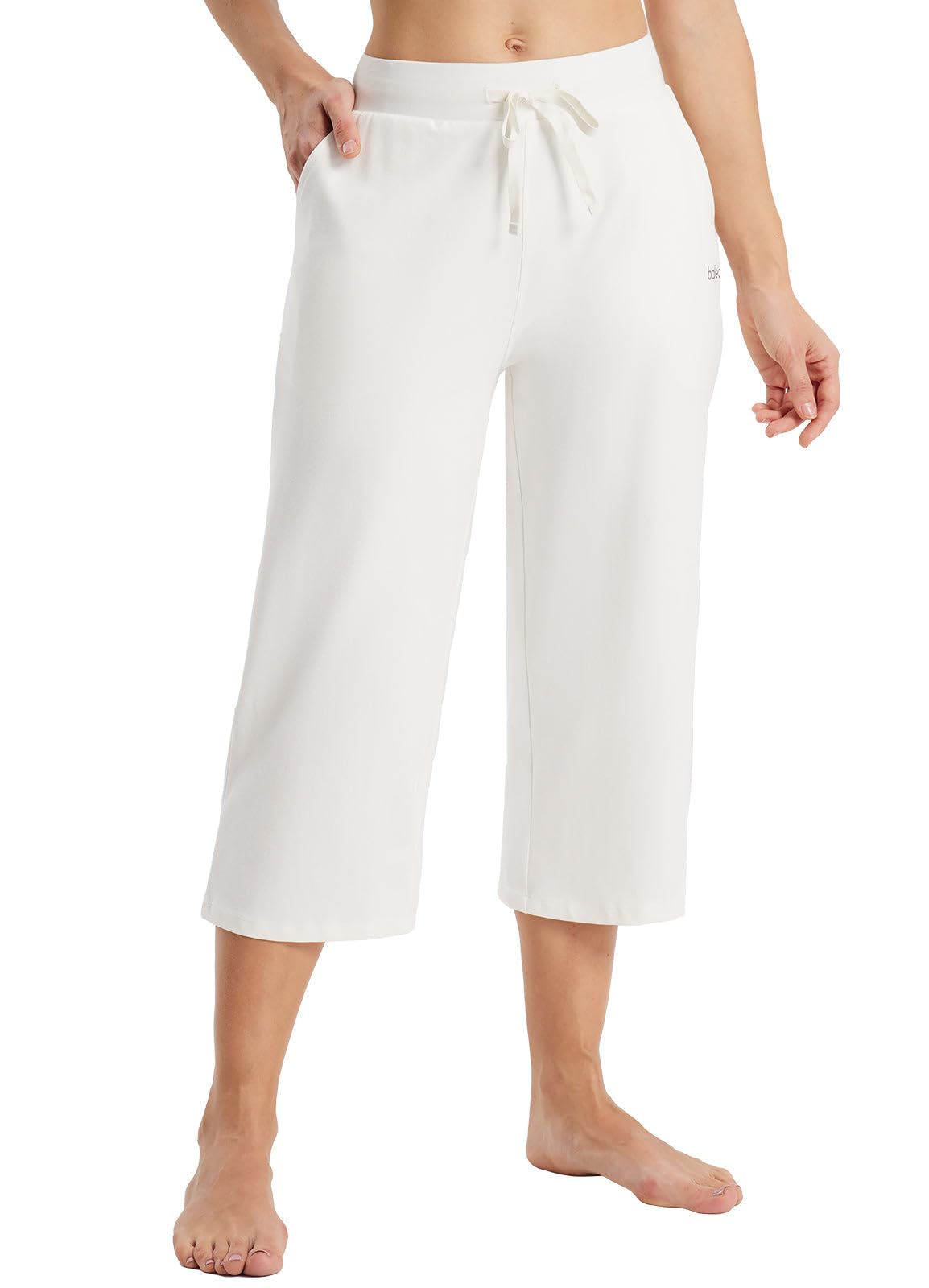 baleaf Women's Wide Leg Capris Yoga Cotton Crop Pockets Summer Capri Sweatpants Loose Lounge Casual Workout Pants