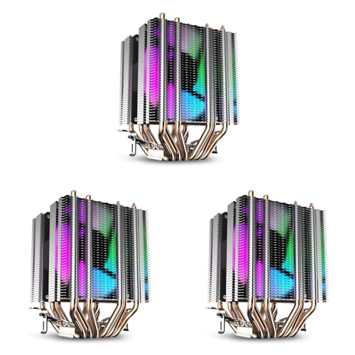 Refroidisseur d'air de CPU avec 6 caloducs et 3 ventilateurs LED arc-en-ciel 90mm pour socket 1155