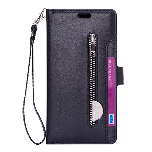 Capa tipo carteira para Samsung Galaxy Note 9, capa carteira de couro premium com zíper com 9 compar