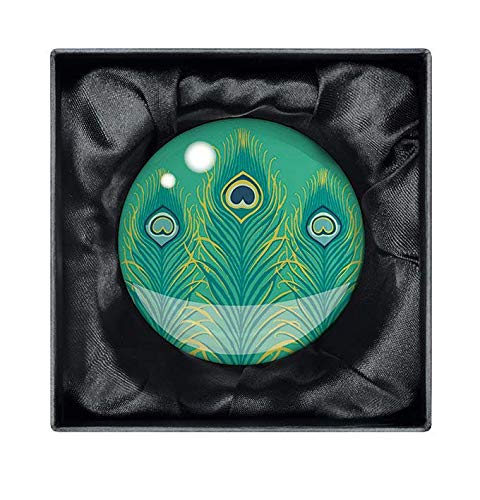 Museums & Galleries Crystal Glass Peacock Feathers Dome Paperweight
