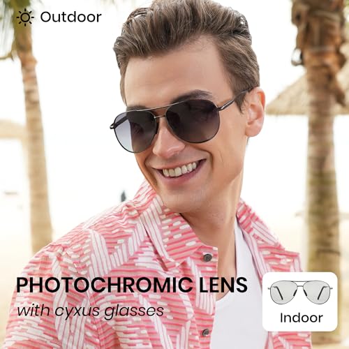 Image of Cyxus Aviator Sunglasses for Men Polarized UV400 Protection 1489 | Anti Glare,Davos Style,Military Pilot Sunglasses,Ideal for Driving Hiking Travel Outdoor Activities