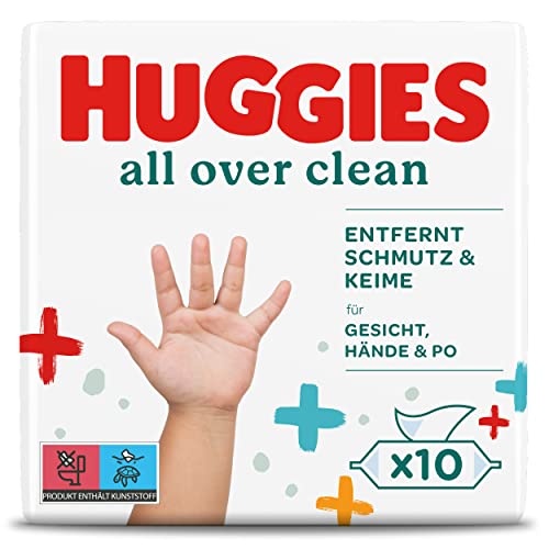 Huggies Baby-Feuchttücher All Over Clean, Für den ganzen Körper, 70% Zellstofffaser, Dezent und frisch, 10 x 56 Tücher, Monatsbox Cover