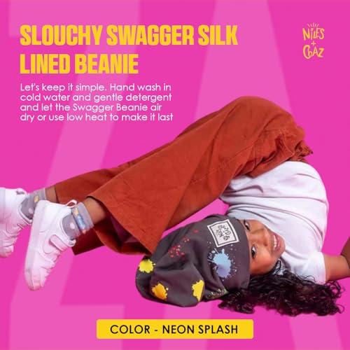 Niles and Chaz Slouchy Swagger Silk-Lined Beanie, Stretchy Beanie Hat with Satin Lining, Stylish Beanie Caps for Coily, Curly, or Wavy Hair2