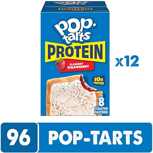 Image of Pop-Tarts Protein Toaster Pastries, 10g Protein, Slammin' Strawberry (12 Boxes, 96 Pop-Tarts)