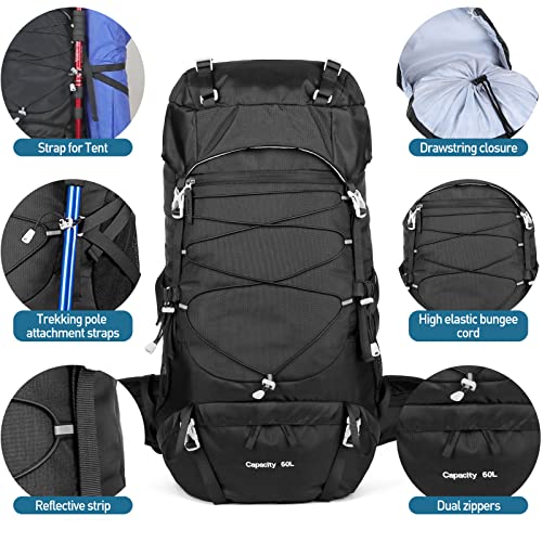 Foto von Lixada Wanderrucksack 50L Treckingrucksack Wasserdichter Rucksack Herren Damen Reiserucksack Leichter TrekkingrucksackVerstellbarer Brustgurt und Hüftgurt
