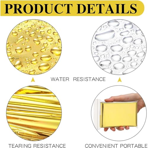 Rettungsdecken,Rettungsdecke Gold Silber,Rettungsfolie Gold/Silber 210x160cm,Thermo Wärmedecke Verbandskasten,Notfalldecke,Rettungsfolie für Erste Hilfe Notfall Deko Tischdecke (2) – Bild 3