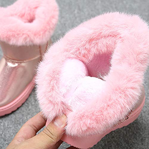 Girls’ Outdoor Sweet Pom Pom Warm Winter Faux Fur Lined Snow Boots(Toddler/Little Girl/Big Girl)2