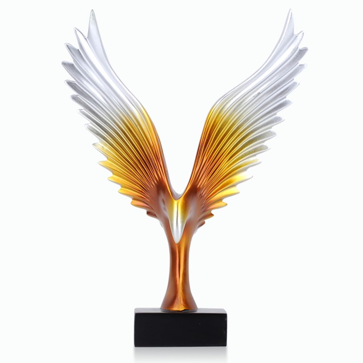 GHKryD statue, Bald Eagle Statue Unfurling Its Wings Ornaments Resin Sculptures Home Office Figurine Decor(Champagne)