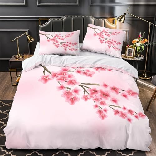 Parure de lit fleurs de cerisier premium lit king size avec fermeture éclair - 2