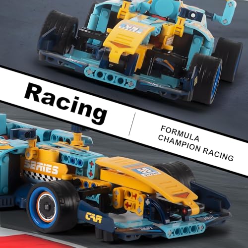 Image of Chocozone Pull Back Race Car Model Building Set, Formula One Speed Champion Car Building Block Toys for 10+ Years Old Boys Girls & Adult - 635PCS