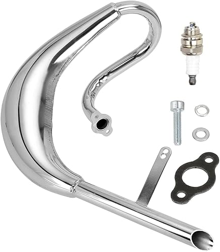 FVRITO Silenciador de escape cromado de rendimiento, cámara de expansión, junta de silenciador para 2 tiempos, 50 cc, 66 cc, 80 cc, 100 cc, motor