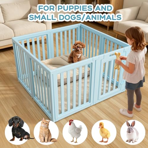 Image of Dog Playpen Indoor,Puppy Playpen,Blue 23.6 inch H,8 Panels | Dog Play Pen Indoors with Open View,Tool-Free Setup,Multi-Shape Setup,Dog Pen for Dogs,Cats & Puppies