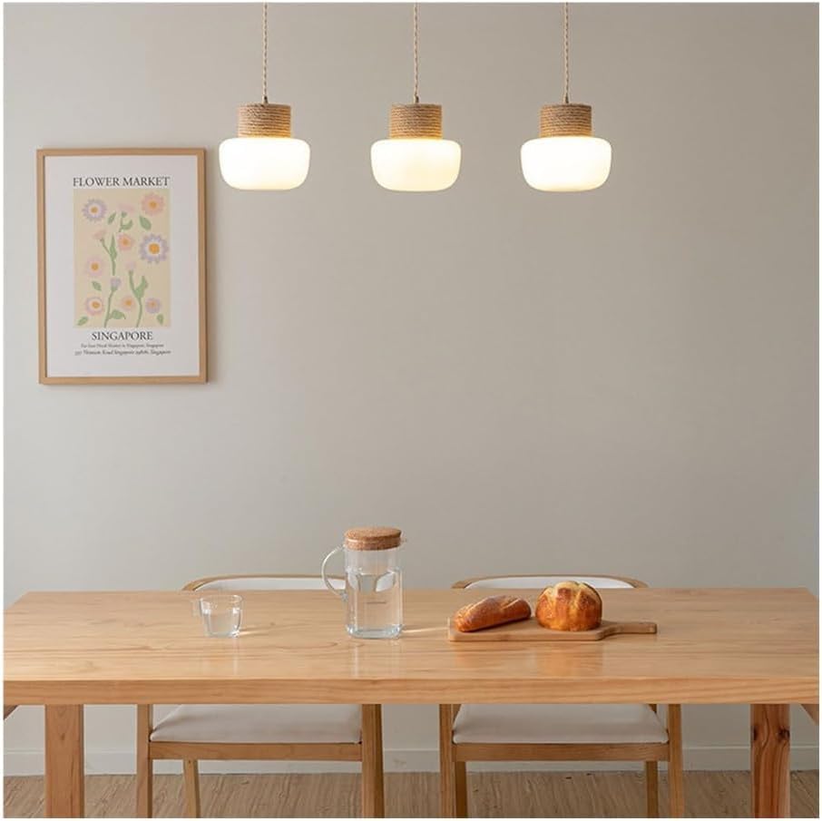Lustre LED avec source de lumière intégrée et corde chanvre ajustable