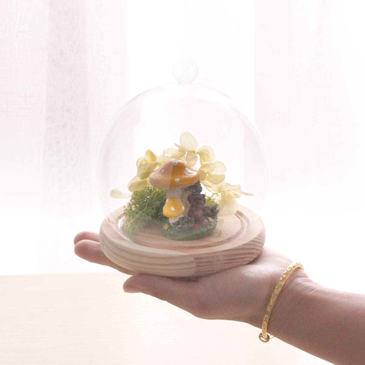VICASKY 1 Juego Cubierta De Cristal De Flores Preservadas Terrarios De Vidrio para Soporte para Pasteles De Vidrio con Tapa Cúpula De Queso De Madera Antiguo Bambú Cubierta De Comida