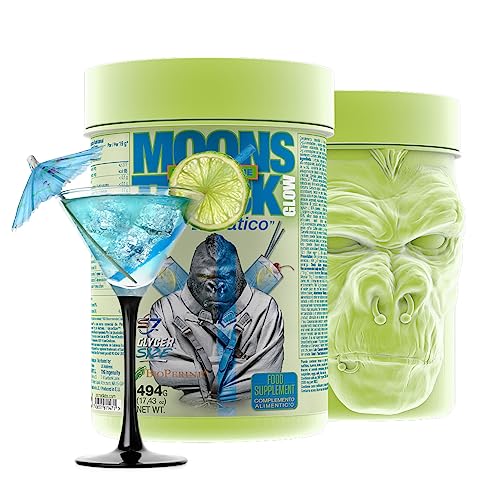 MOONSTRUCK GLOW Preentreno de Zoomad Labs | Patentes y Cafeína | 16g de óxido nítrico y pump | Incrementa Energía y entrenamiento | Envase Premium 3D con Brillo en la Oscuridad (sabor a Tropical Blue)