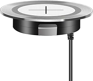 JE Make IT Simple Cargador Inalambrico Rápido, Orificio de la Superficie del Escritorio de los Muebles Carga integrada Dispositivos habilitados para Qi 60 mm de diámetro(Plata