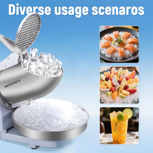 Image of Shaved Ice Machine, Electric Ice Shaver Machine with Stainless Steel Blades, Powerful Snow Cone Machine for Home Kitchen, High Speed Shave Ice Machines for Slushies, Margaritas, Smoothies