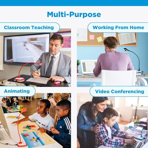 HUE HD Pro Flexible USB 11x17 Document Camera and Classroom Visualizer for Teachers: Built-in Microphone/Lights, Windows, macOS, Chromebook Compatibility (Blue Camera with White Carry Case) - Image 4