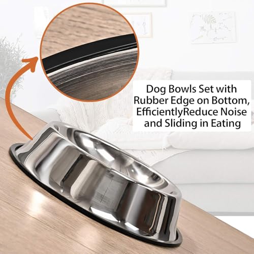 Image of PremiumAV Stainless Steel Pet Bowl 1500 ML 5 No. Size - Non-Slip Food & Water Bowl for Dogs & Cats, Heavy Duty No-Tip Design, Dishwasher Safe, Chew Proof, Rust Free Durable Feeding Dish (Pack of 1)