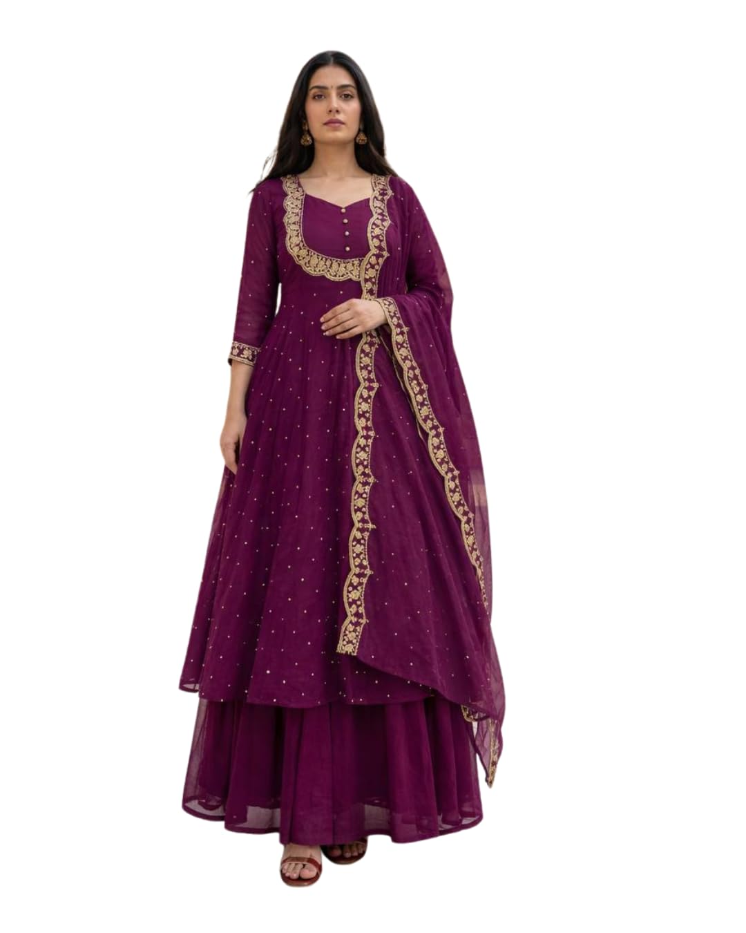 Women's Vichitra Silk Kurti with Dupatta Set Designer Ethnic Suit with Complete Lining Sweetheart Neck 18 Inch Sleeves-picture-47