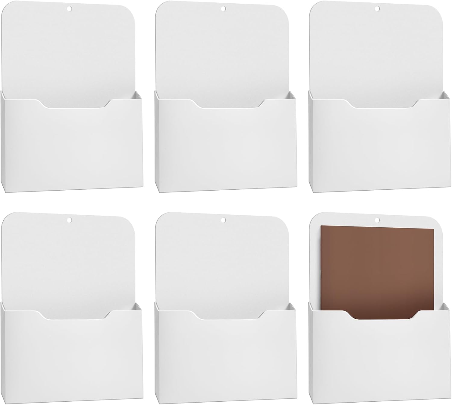 Epakh 6 Pack Magnetic File Holder Magnetic Paper Holder Organizer Wall Mounted Mail Magazine Storage Pockets for Refrigerator, Whiteboard, Office, Classroom, Mail Letters Paper(White)