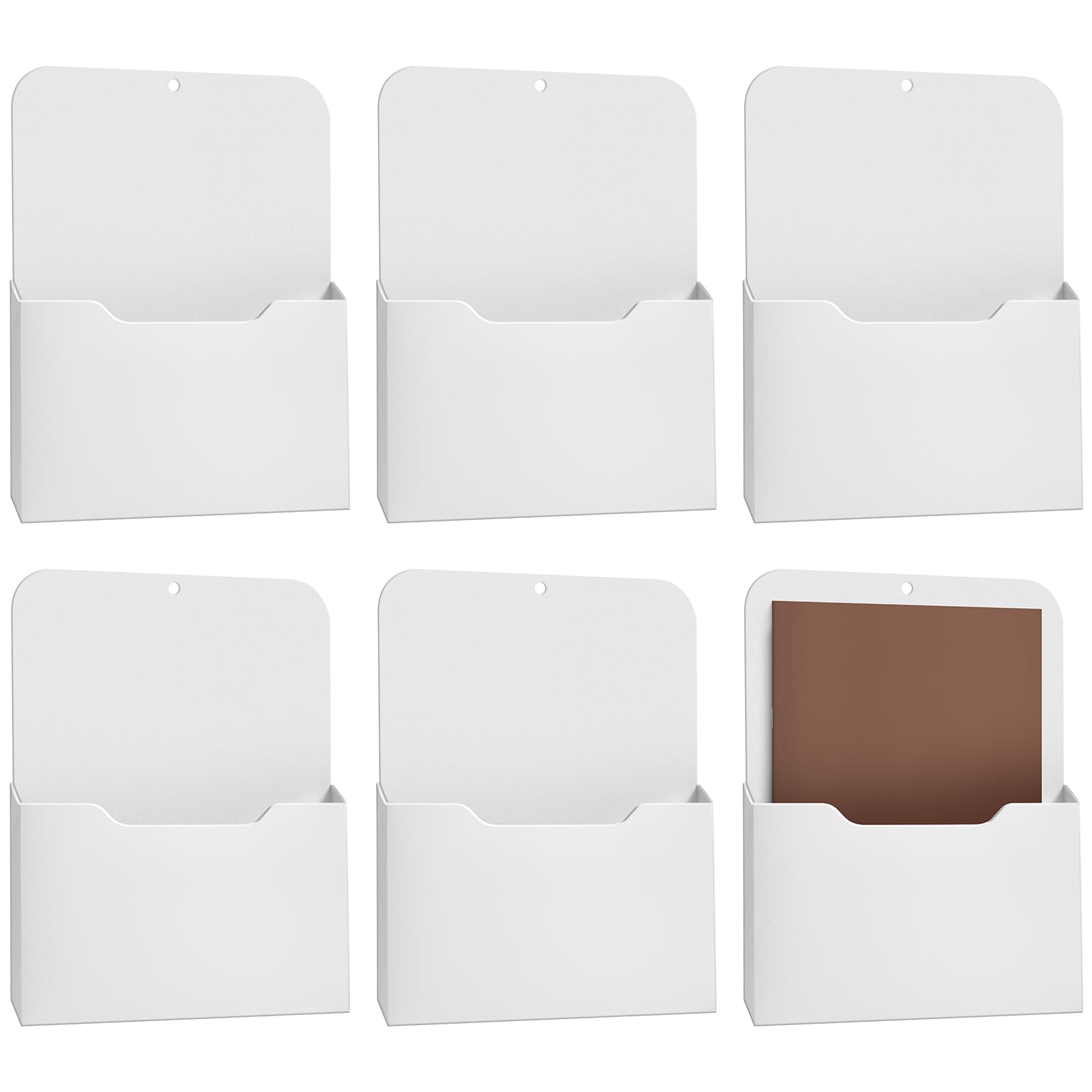 Epakh 6 Pack Magnetic File Holder Back to School Supplies Magnetic Paper Organizer Wall Mounted Mail Magazine Storage Pockets for Refrigerator, Whiteboard, Office, Classroom(White)