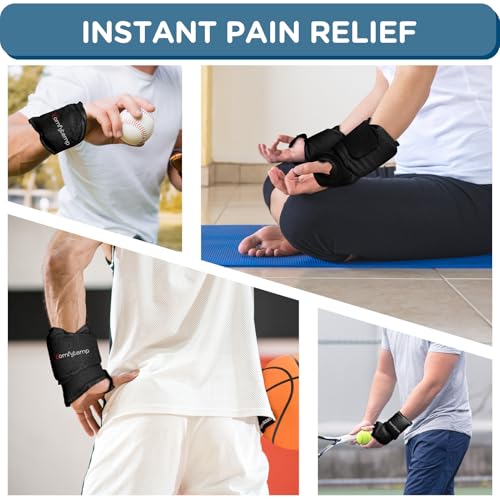 Image of Comfytemp Wrist Ice Pack Wrap for Carpal Tunnel Relief, 2 Gel Packs, HSA Store FSA Eligible Items, Hot Cold Compress Brace for Hand Injury Reusable, Tenosynovitis, Recovery Item for Men Women (Black)