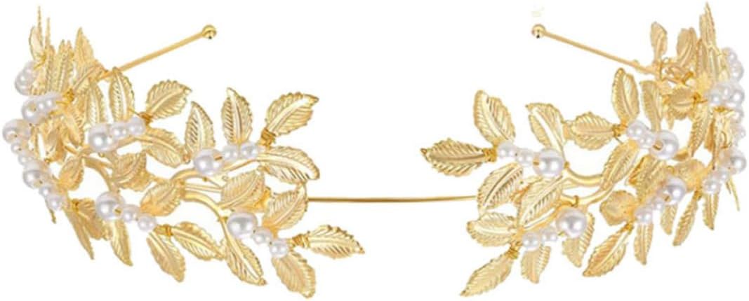 Baluue Golden Pearl Leaf Headband Accessory for Wedding and Party Women