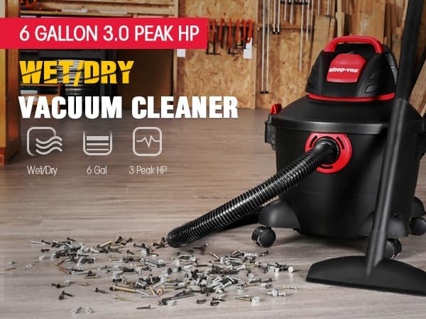 Miniatura 6 de Shop-Vac 5920689 Aspiradora húmedaseca, 6 galones, 3.0 CV pico, 1.25 pulgadas de diámetro x manguera de 7 pies, cable de 6 pies, ideal para trabajo,