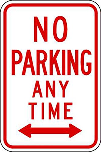 Green Products 2340 No Parking Sign, Eco Safety No Parking Anytime Sign, Left and Right Arrow, 18 by 12 Inch, Red on White, 3M High-Intensity Prismatic