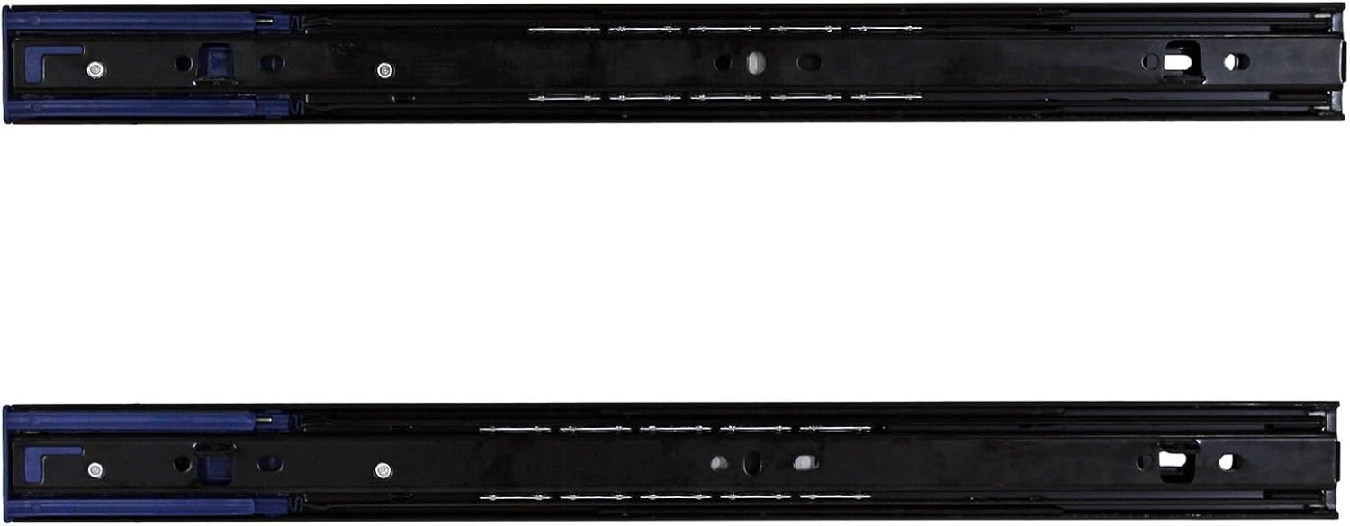 Waki Sangyo K1220-40B Slide Rail Soft Close with Damper Load Capacity 55.1 lbs (25 kg), 1.4 inches (36 mm), Thin, 3 Tiers, 15.7 inches (400 mm), Black, Drawer Rail, Easy Installation, 1 Set Left and