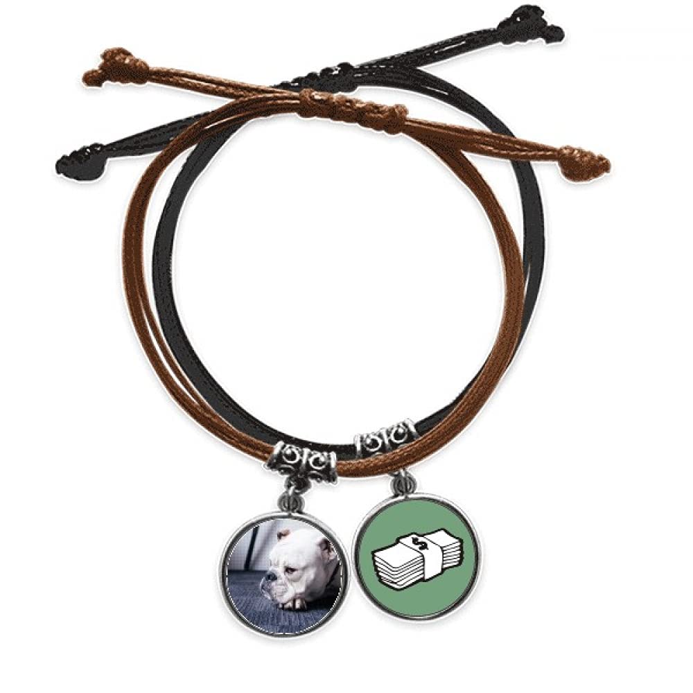 Pulsera de perro gris con cierre ajustable de cuerda y cuero muy resistente 3
