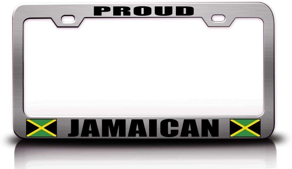 Proud Jamaican Country Flag Metal Car SUV Truck License Plate Frame Ch a81