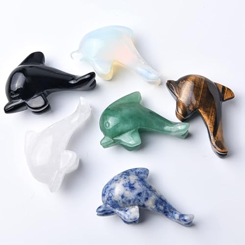 Miniatura 3 de YGLINE Estatua de delfín de cristal verde de 2 pulgadas, coleccionables, regalos de delfín para mujeres, escultura de animales marinos, adornos